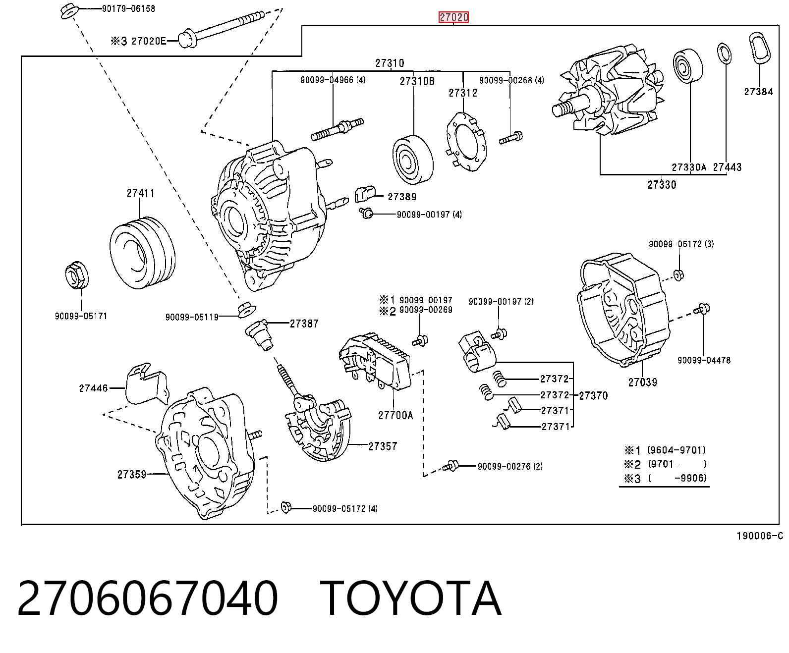 2706067040 Toyota Авто генератор