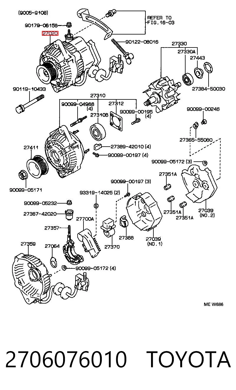 2706076010 Toyota Авто генератор