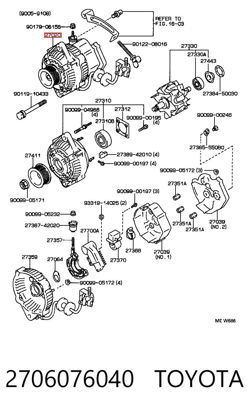 2706076040 Toyota Авто генератор