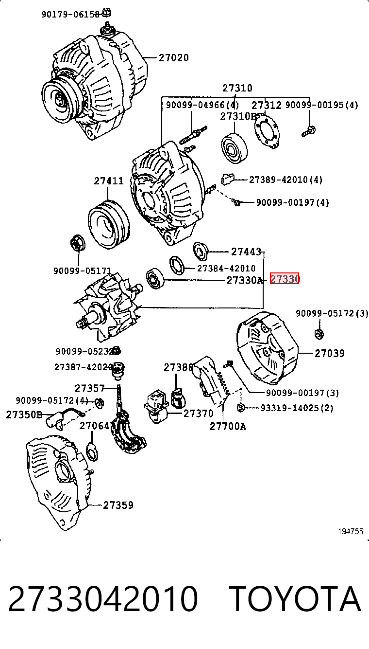 Якір (ротор) генератора на Toyota Camry IV V20