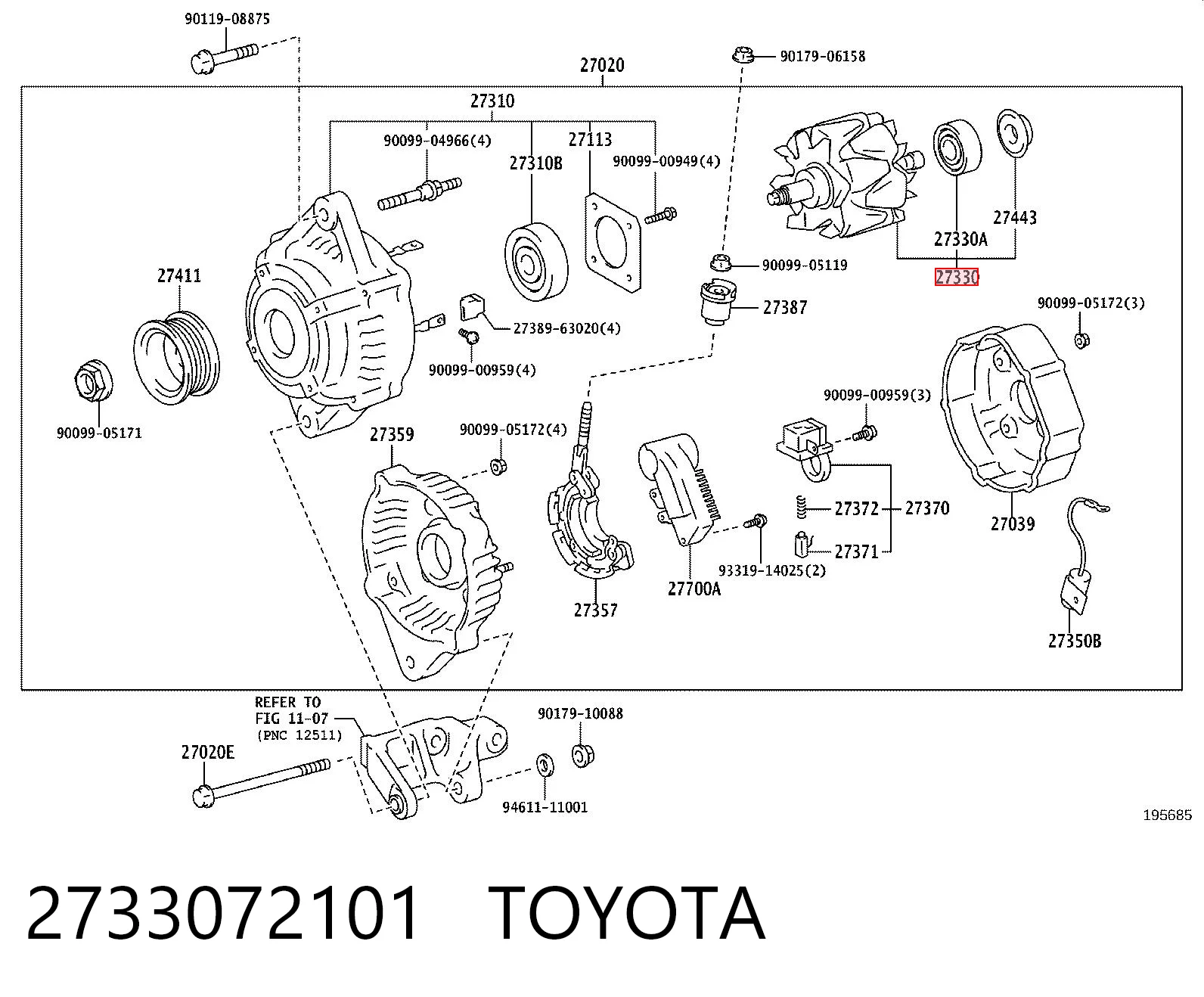 Якір (ротор) генератора на Toyota Avensis I T22
