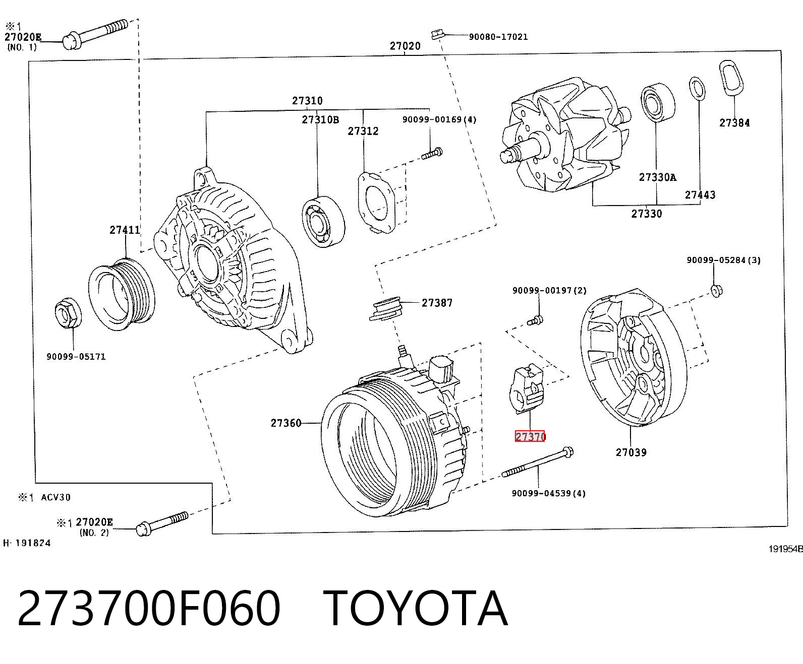 273700F060 Toyota Щітка генератора
