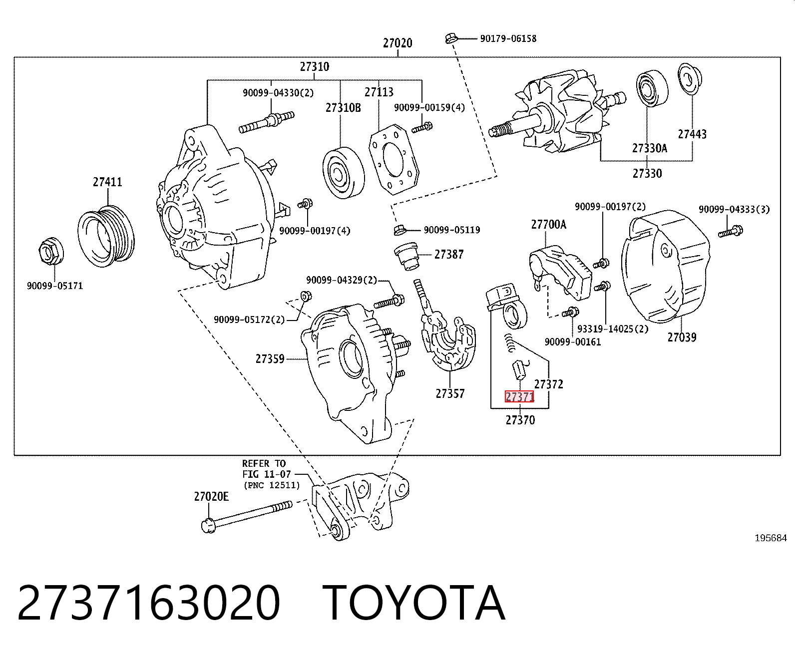 Щітка генератора Toyota Camry II седан (V2) (1986 - 1991) ціна, від 1.95 USD