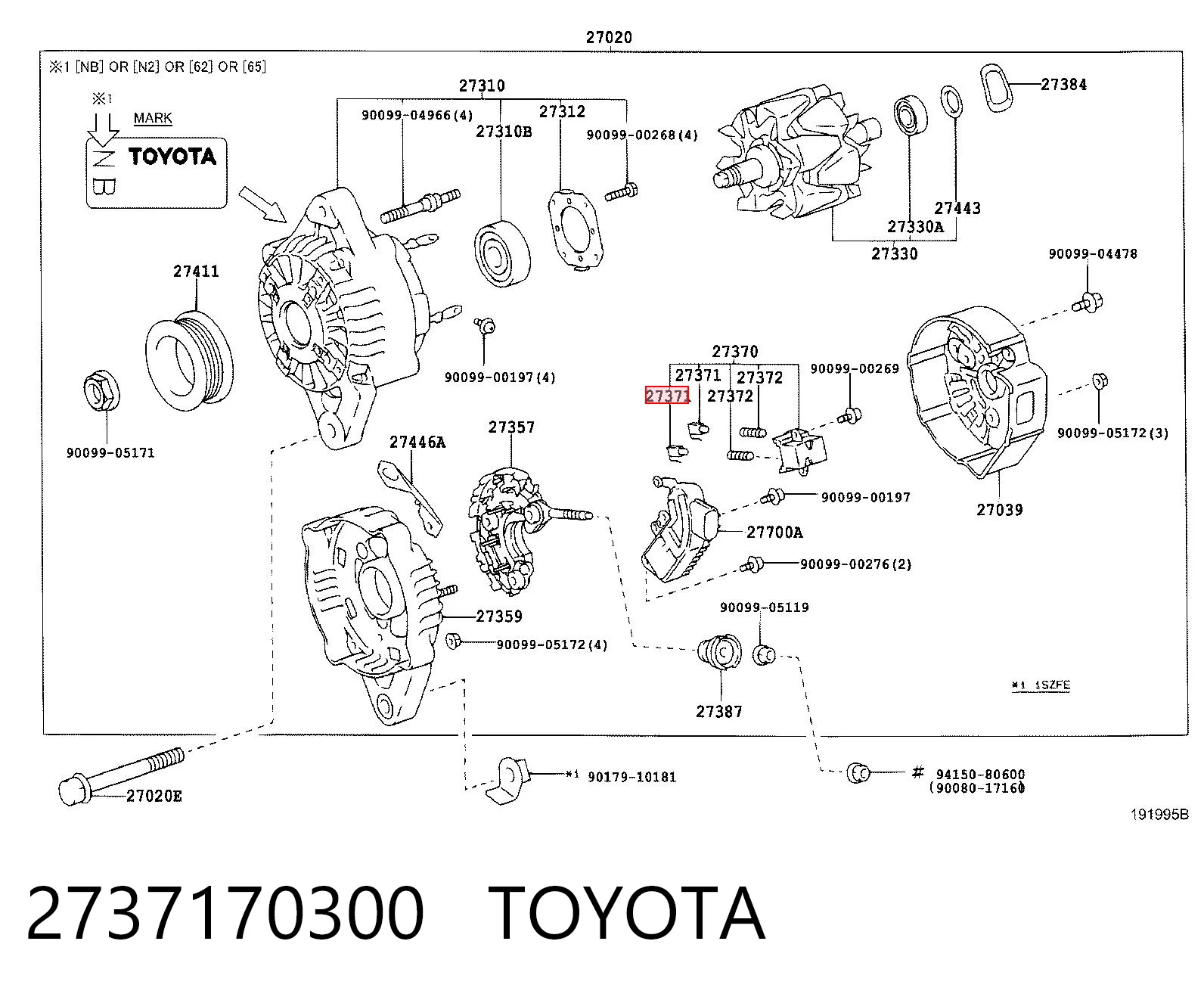 Купити Щітки генератора Toyota Camry II V2
