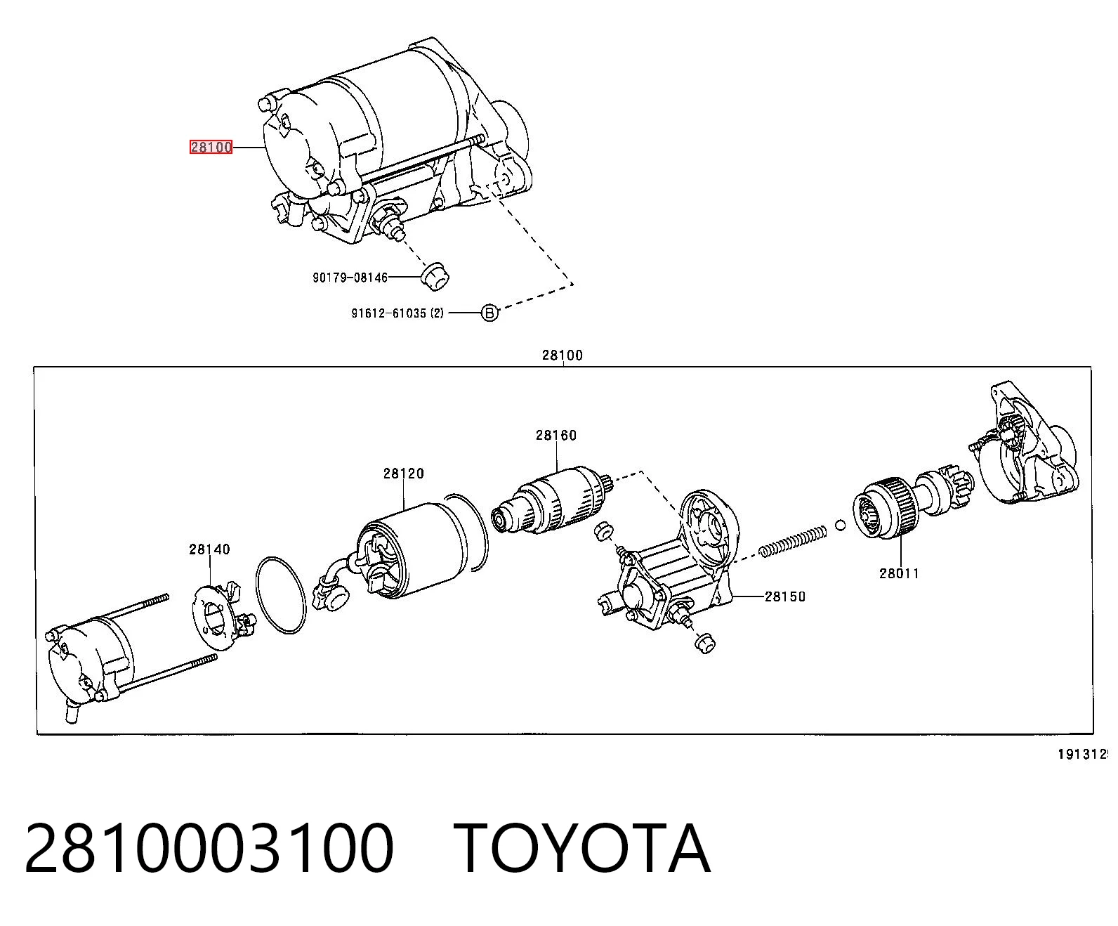 2810003100 Toyota Стартер двигуна