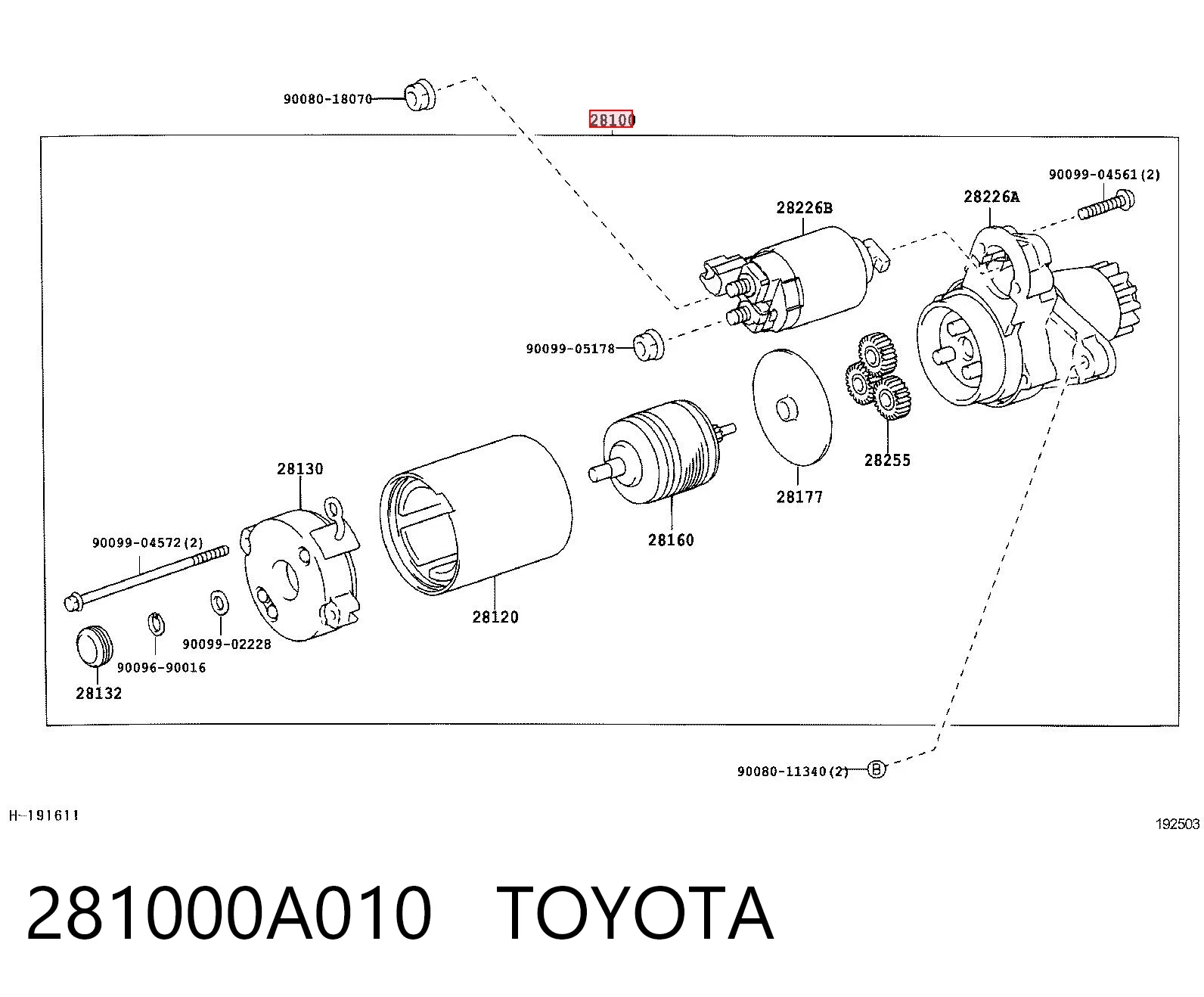 281000A010 Toyota Стартер двигуна