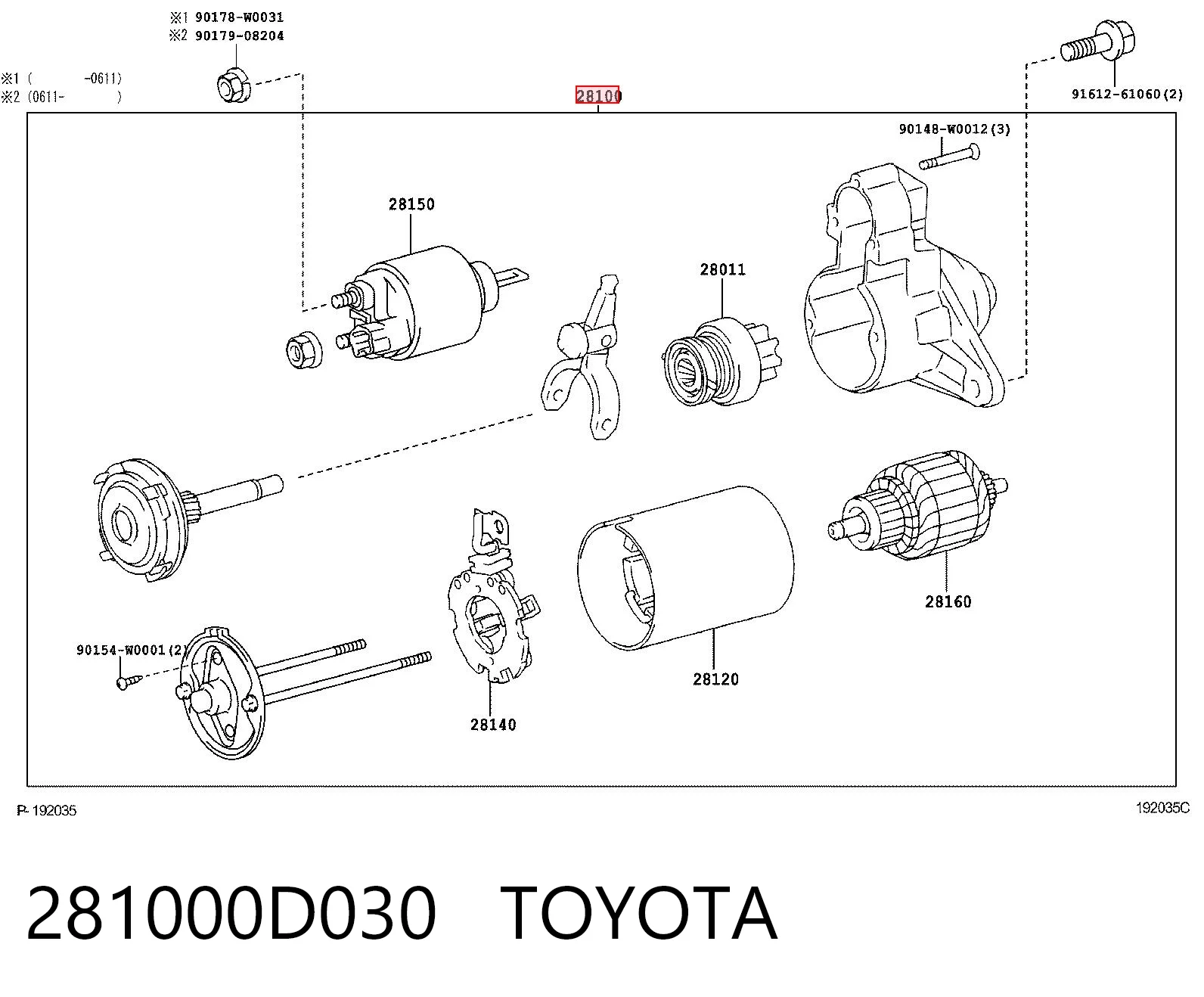 281000D030 Toyota Стартер двигуна