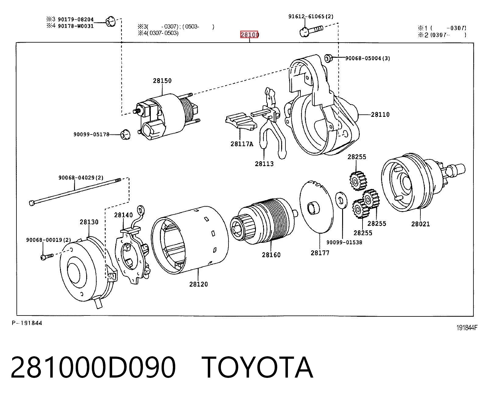 281000D090 Toyota Стартер двигуна