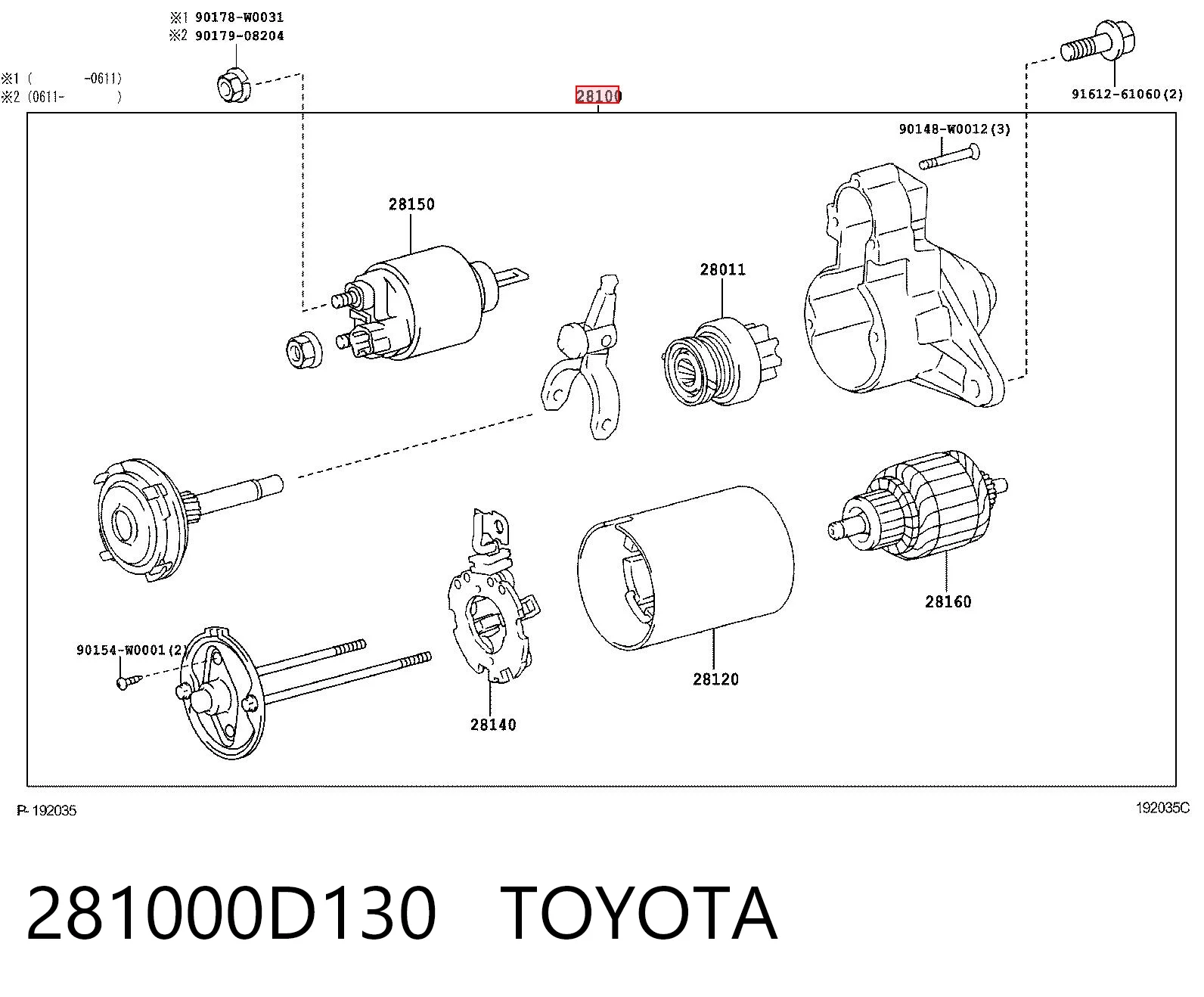 281000D130 Toyota Стартер двигуна