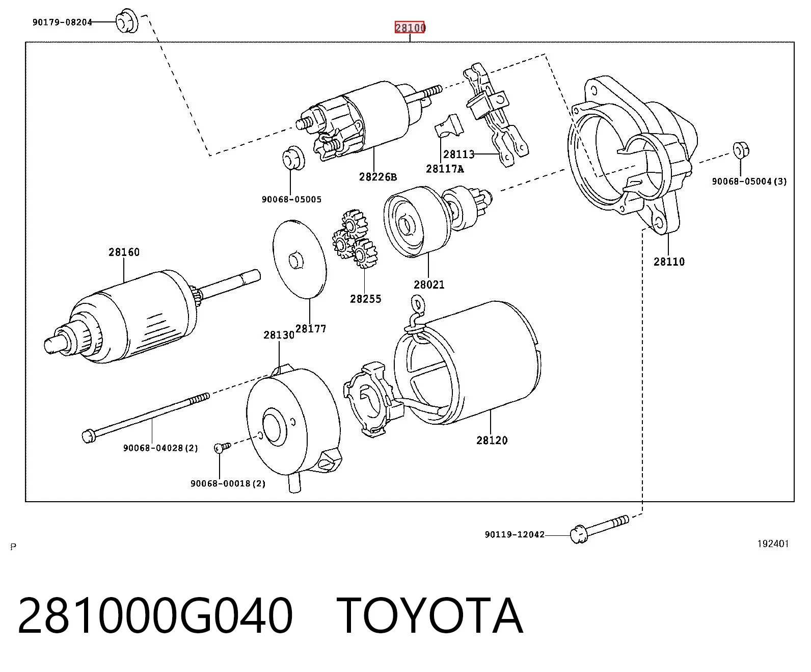 281000G040 Toyota Стартер двигуна