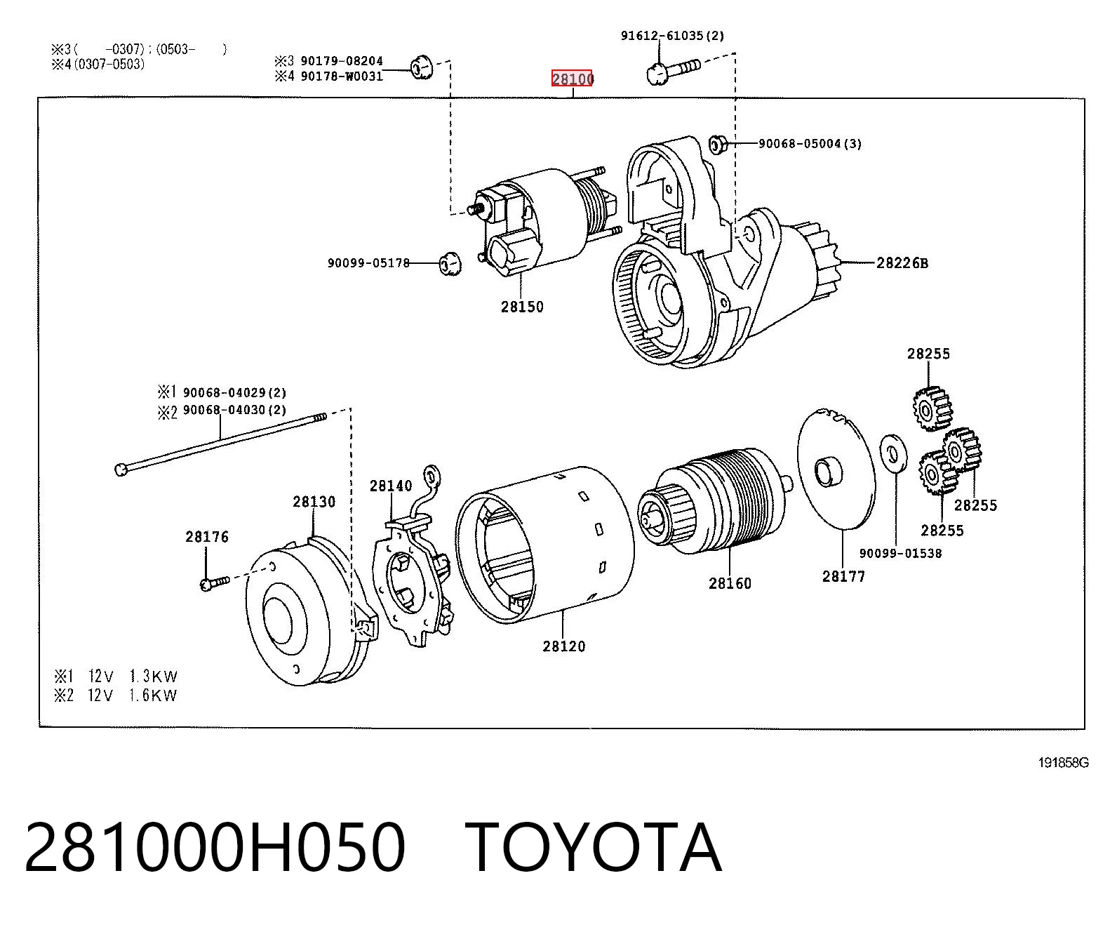 281000H050 Toyota Стартер двигуна