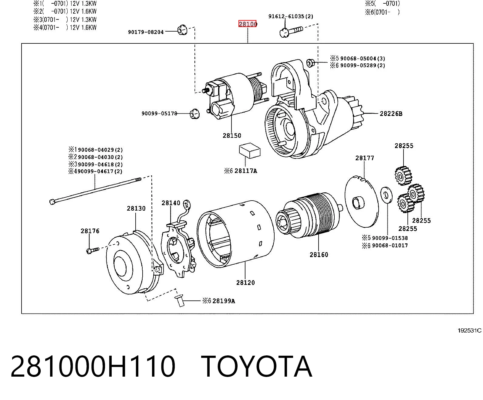 281000H110 Toyota Стартер двигуна