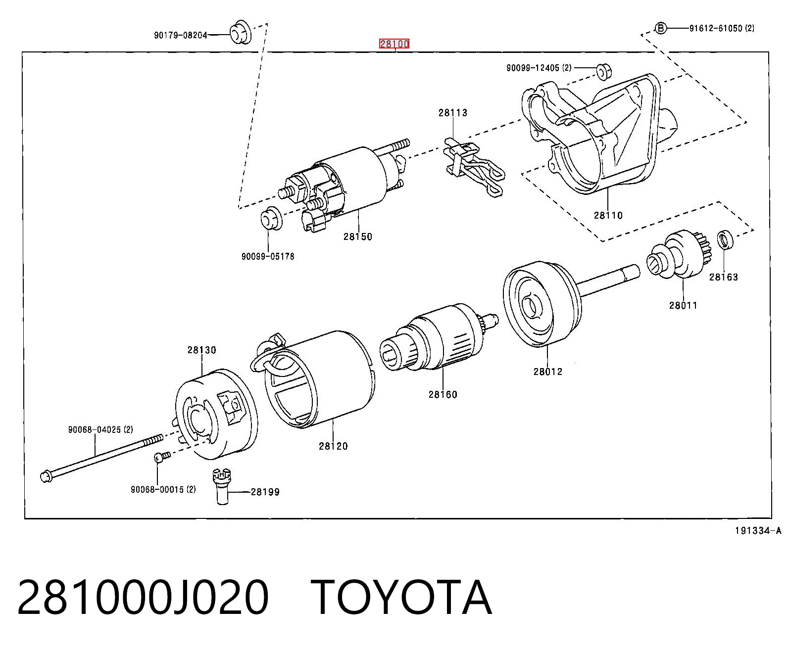 281000J020 Toyota Стартер двигуна