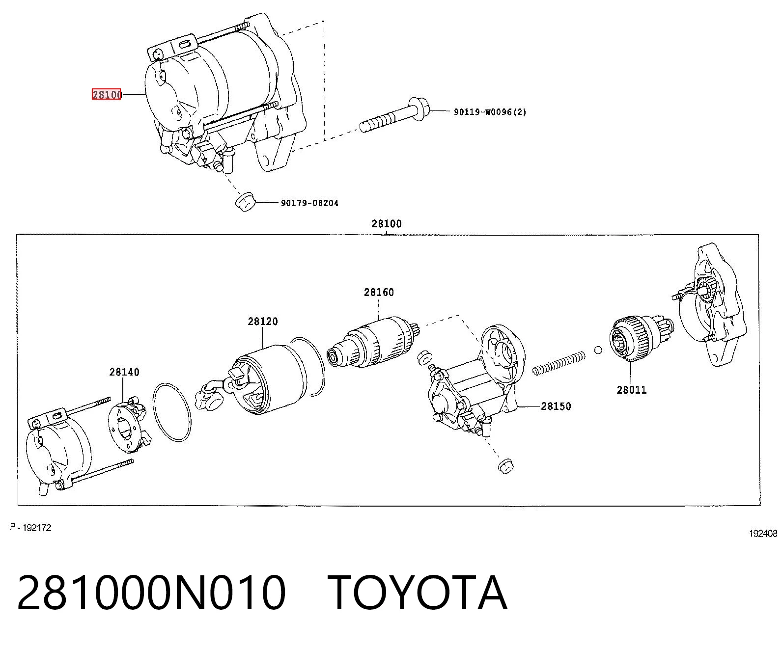 281000N010 Toyota Стартер двигуна