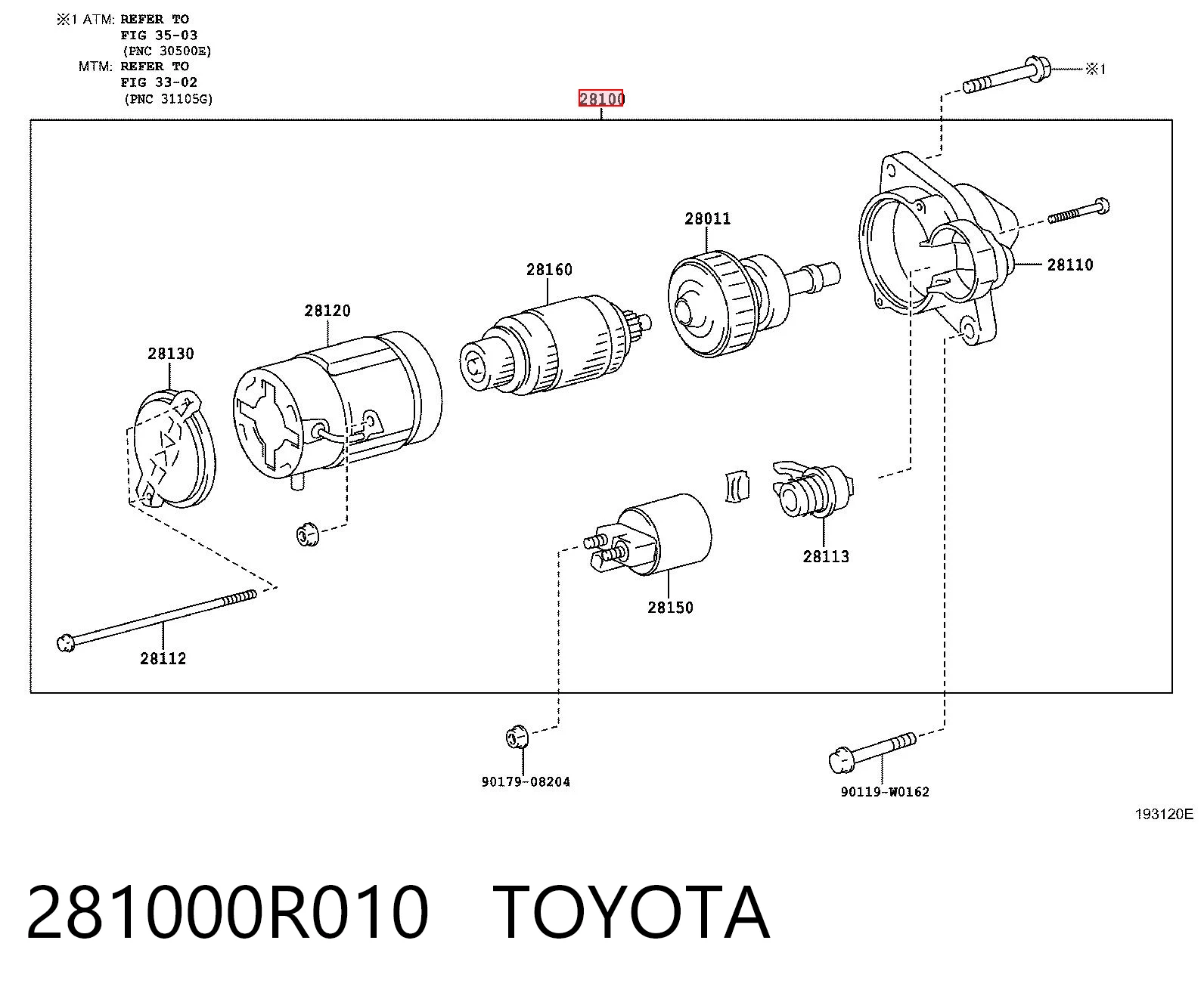 281000R010 Toyota Стартер двигуна