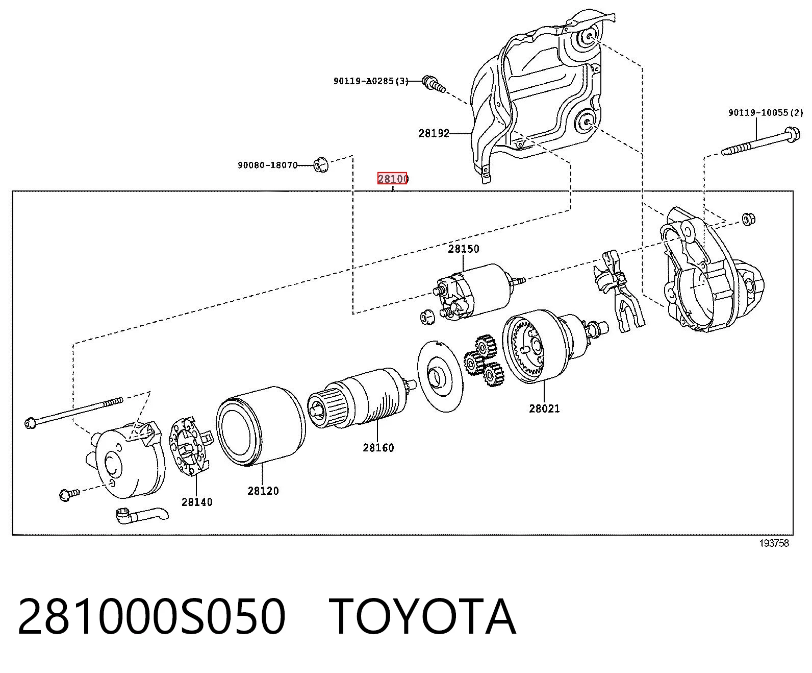281000S050 Toyota Стартер двигуна