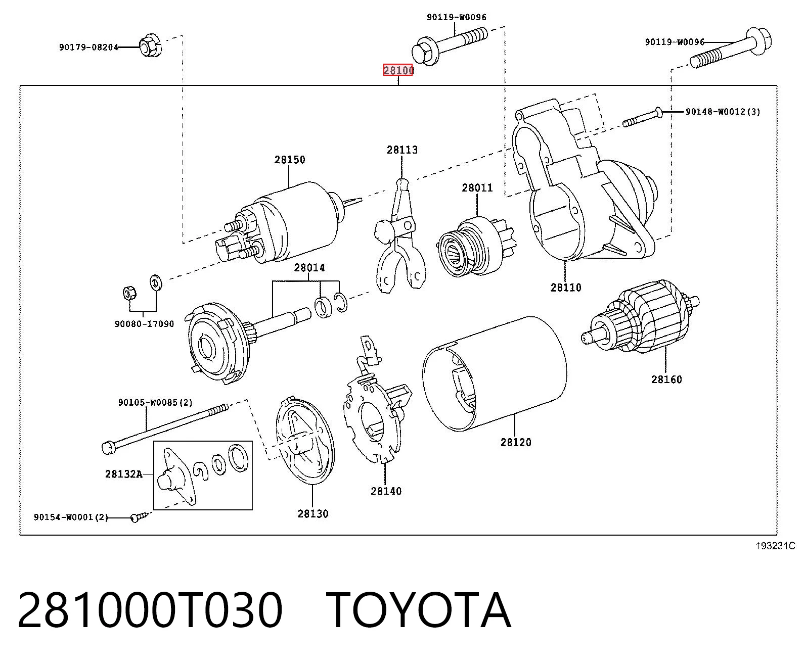 281000T030 Toyota Стартер двигуна