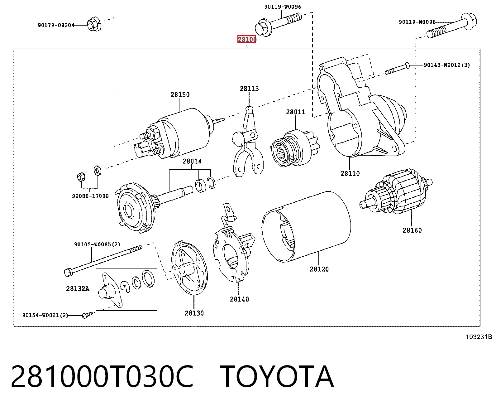 281000T030C Toyota Стартер двигуна