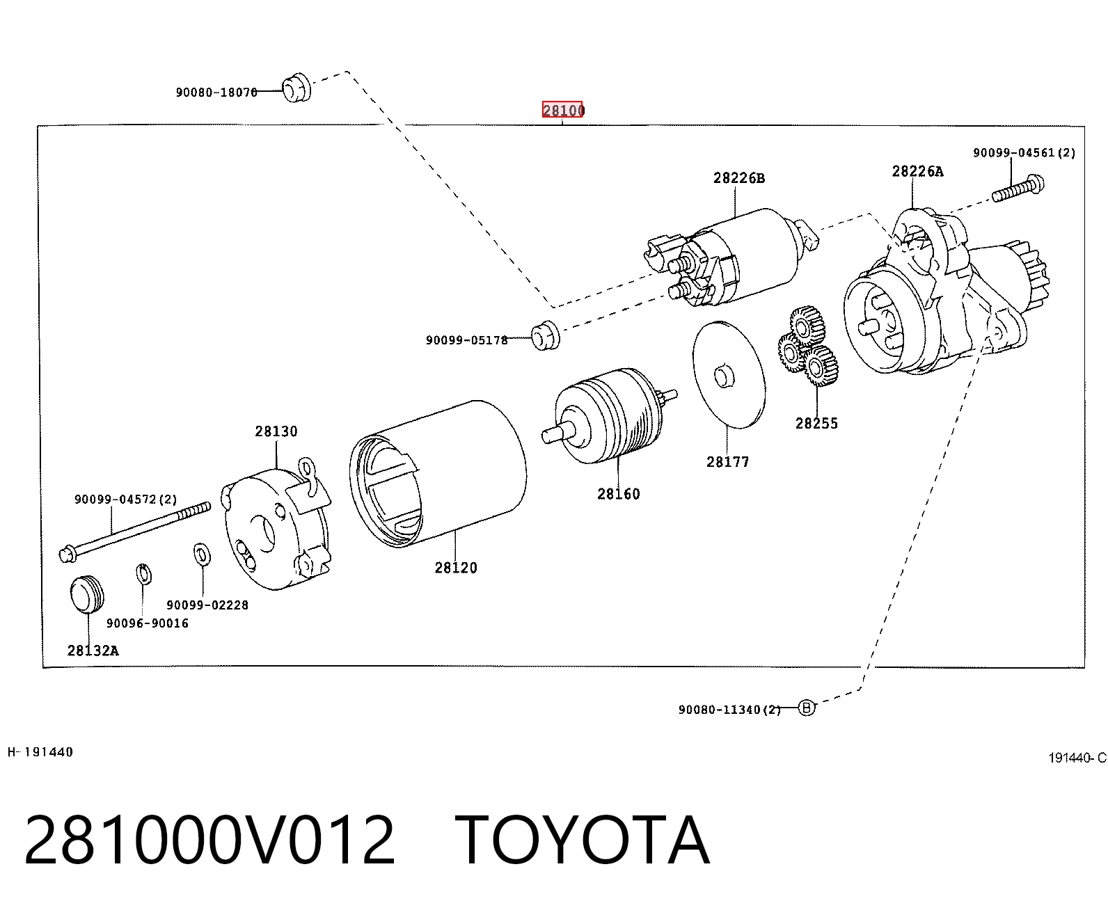 281000V012 Toyota Стартер двигуна