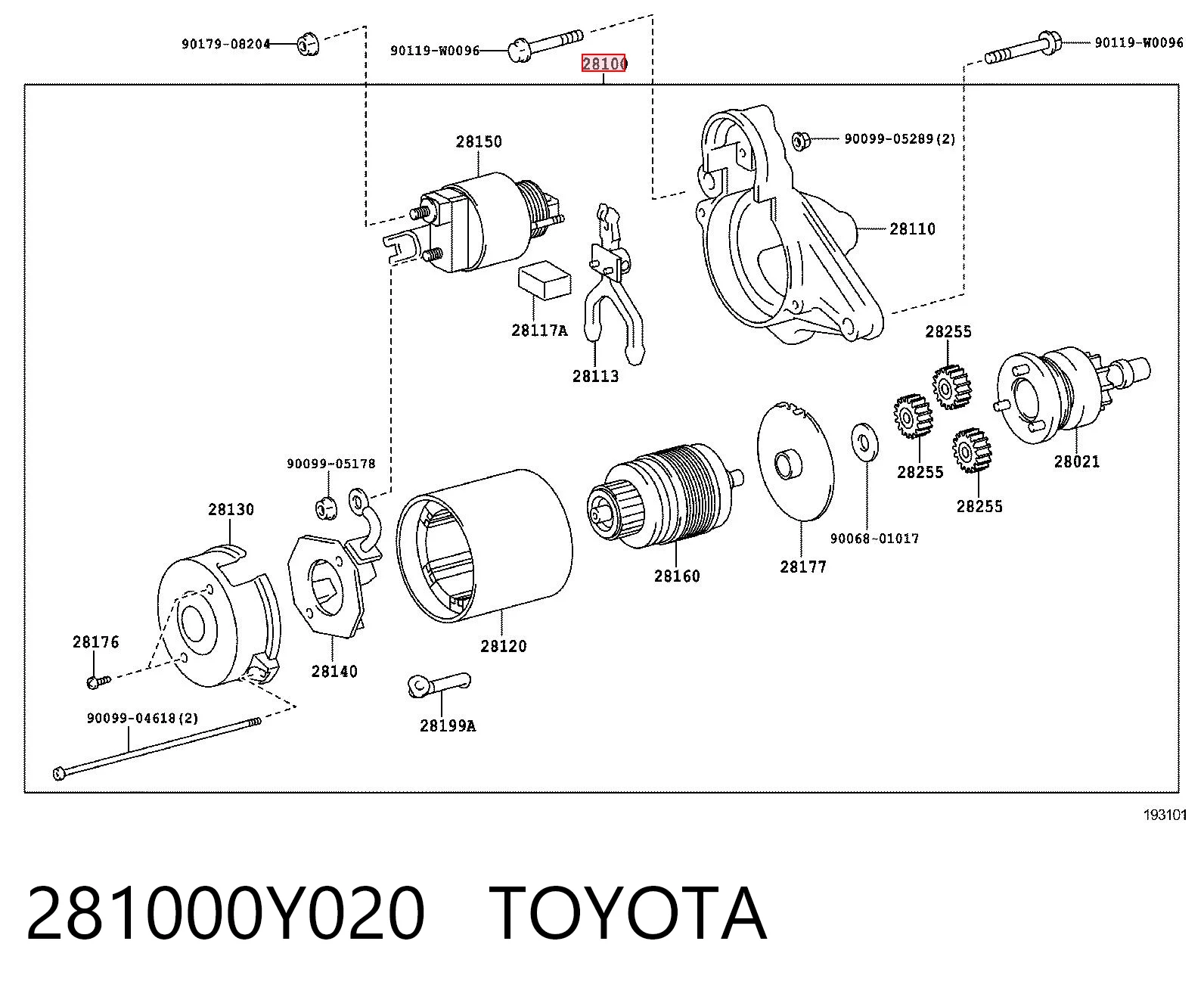 281000Y020 Toyota Стартер двигуна