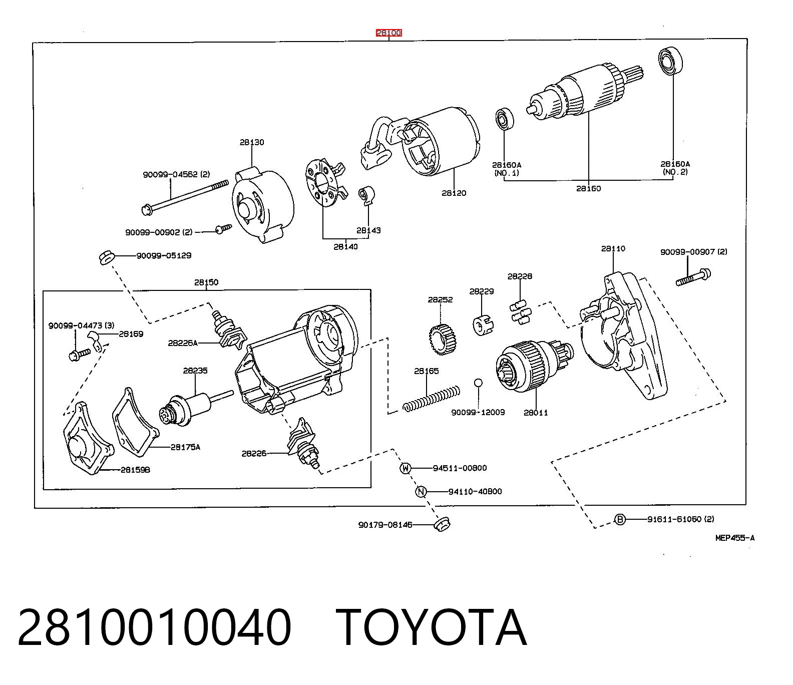 2810010040 Toyota Стартер двигуна