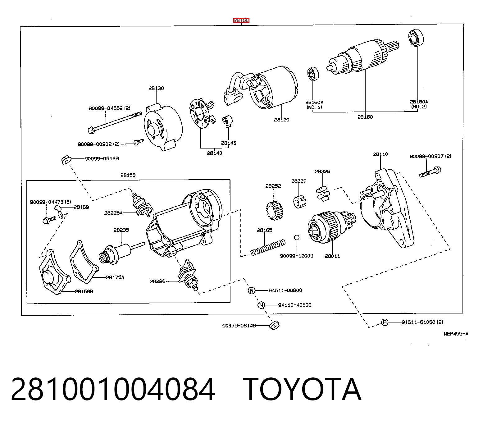 281001004084 Toyota Стартер двигуна