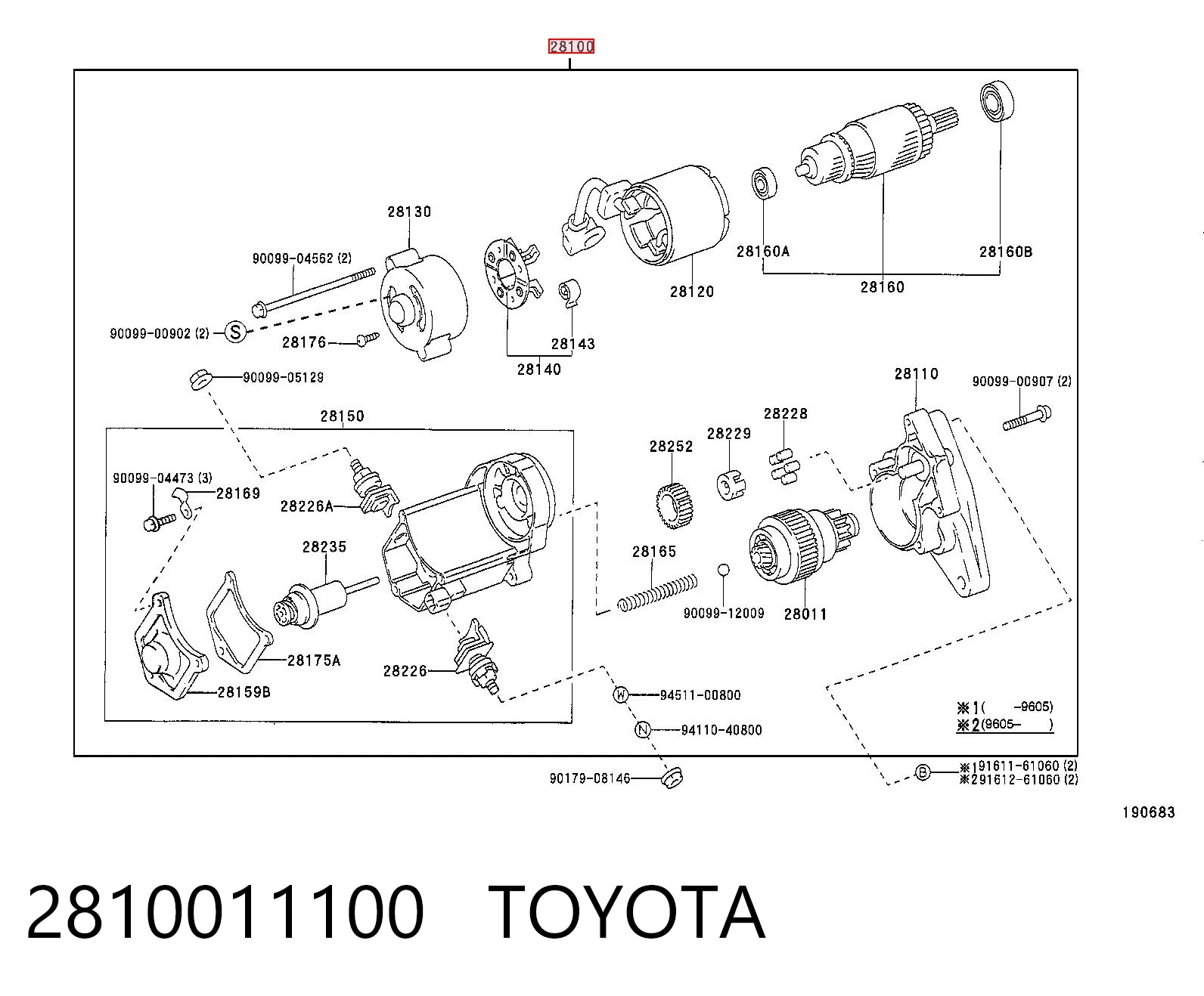 2810011100 Toyota Стартер двигуна