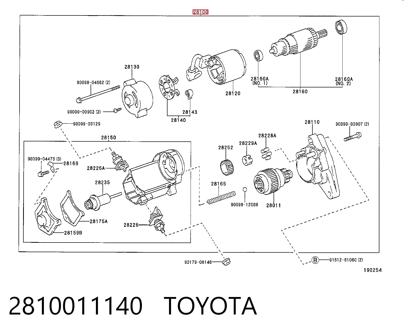2810011140 Toyota Стартер двигуна
