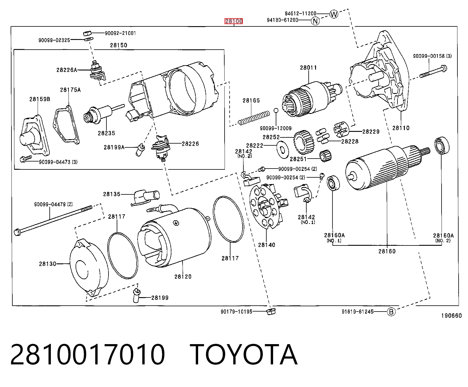 2810017010 Toyota Стартер двигуна