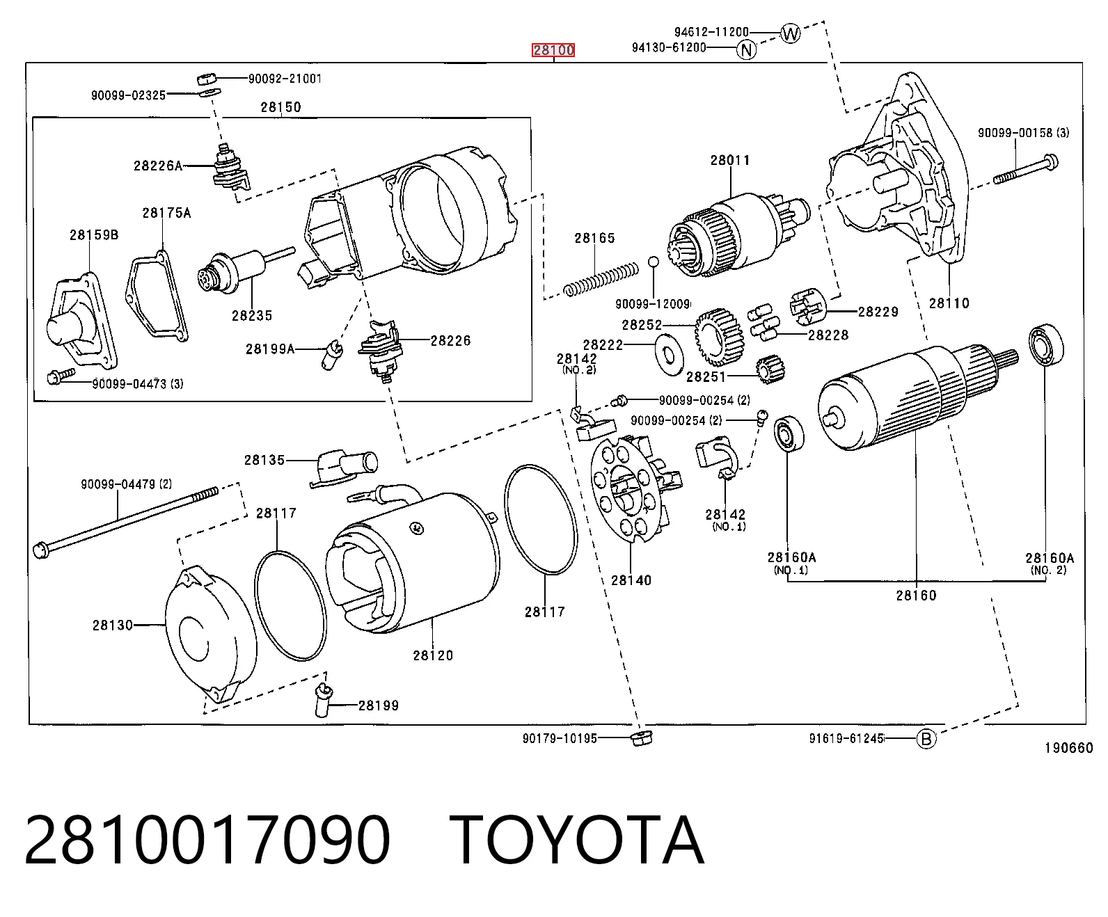 2810017090 Toyota Стартер двигуна