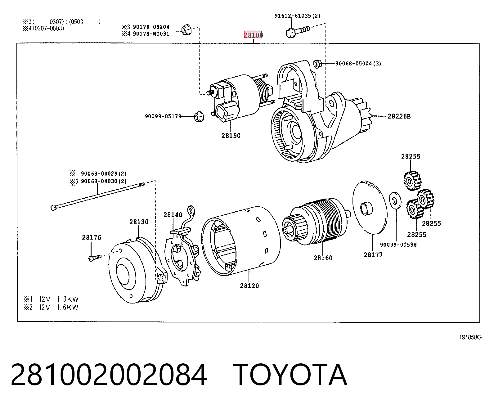 281002002084 Toyota Стартер двигуна