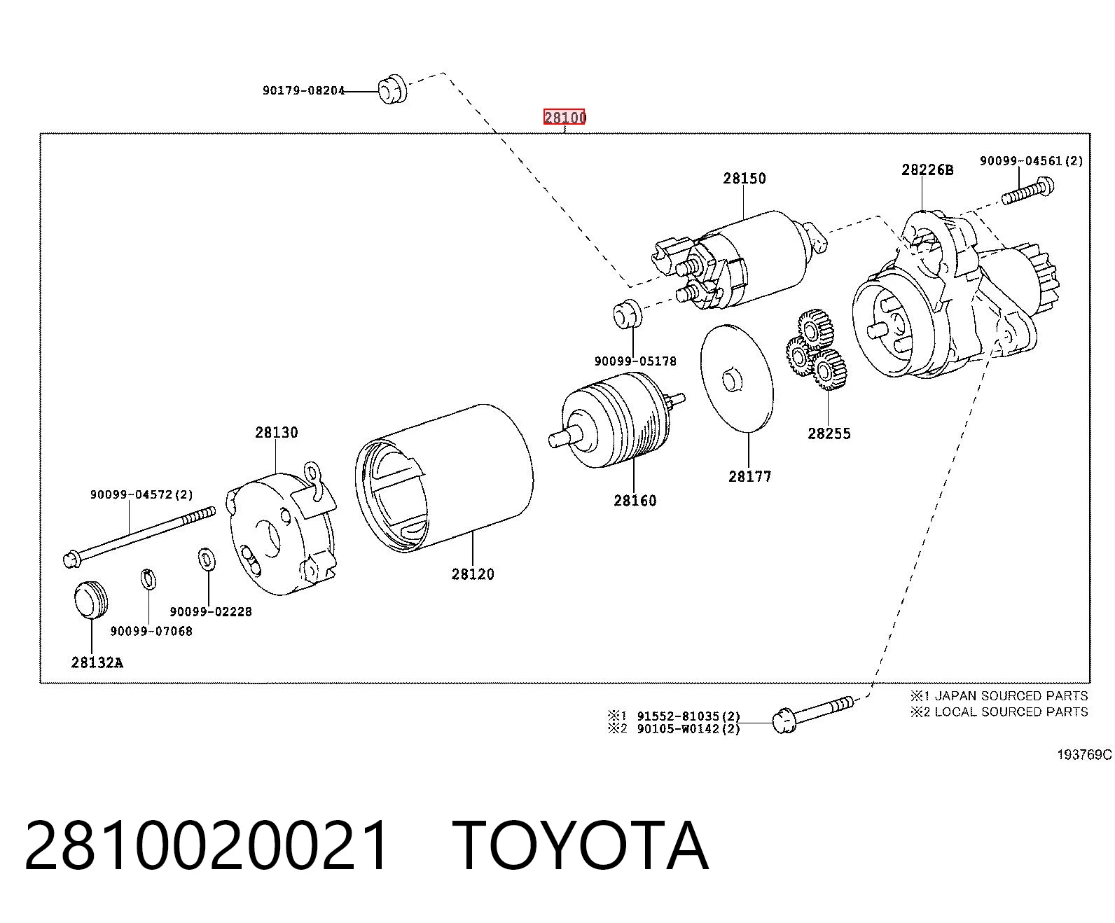 2810020021 Toyota Стартер двигуна