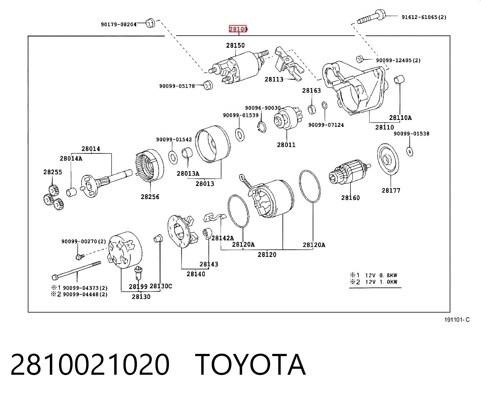 2810021020 Toyota Стартер двигуна