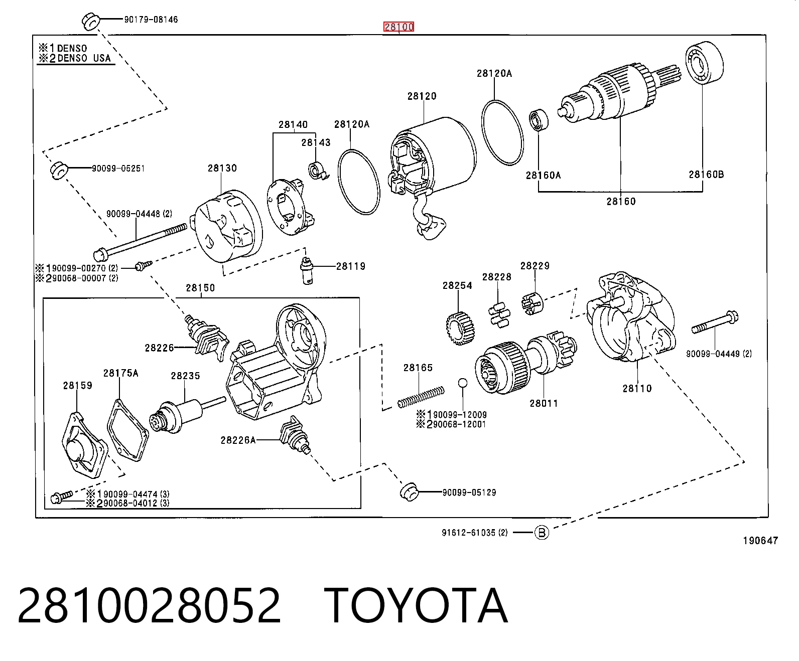 2810028052 Toyota Стартер двигуна