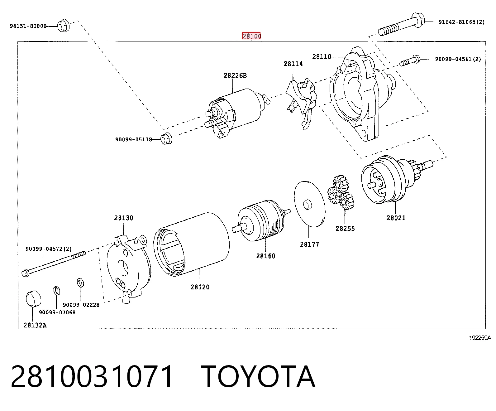 2810031071 Toyota Стартер двигуна