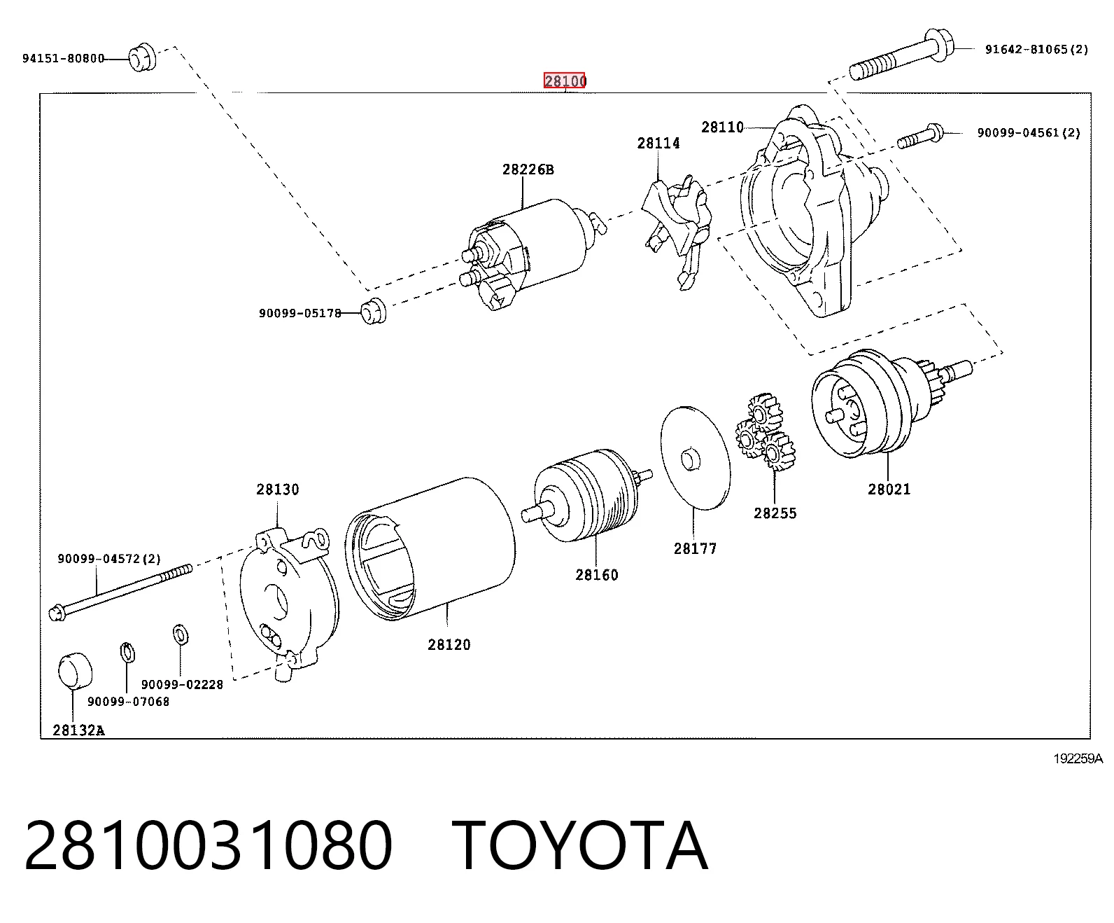 2810031080 Toyota Стартер двигуна