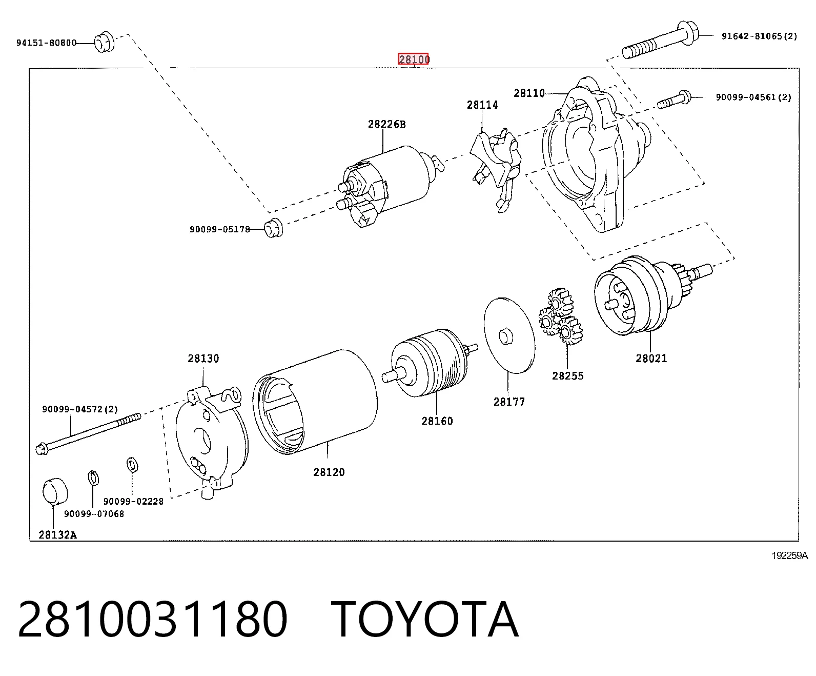 2810031180 Toyota Стартер двигуна
