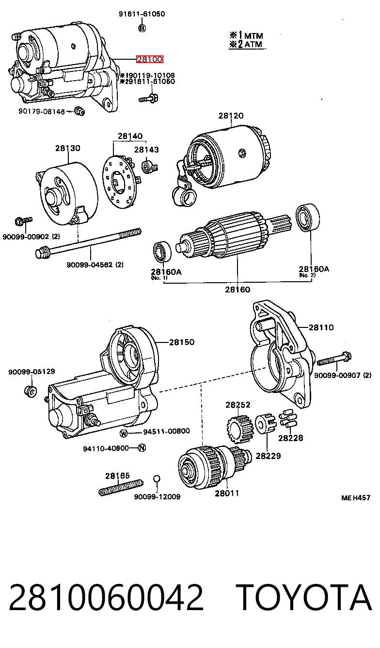 2810060042 Toyota Стартер двигуна