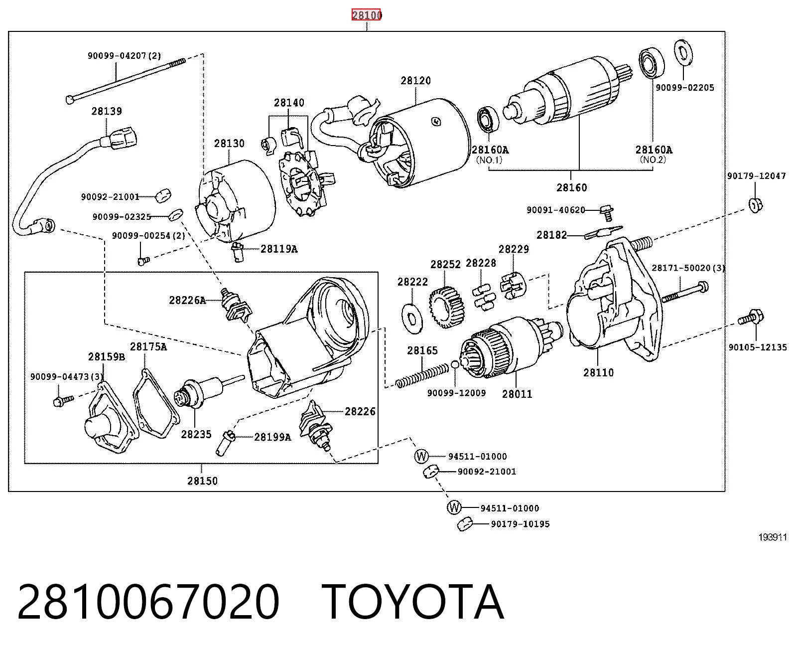 2810067020 Toyota Стартер двигуна
