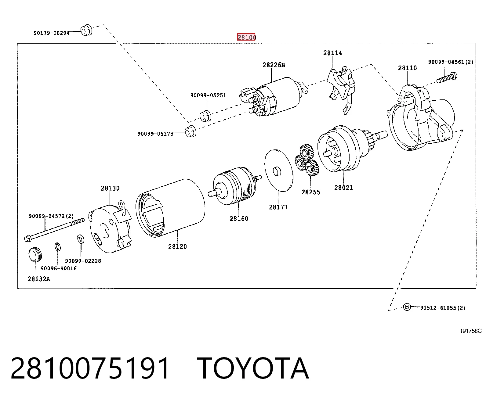 2810075191 Toyota Стартер двигуна