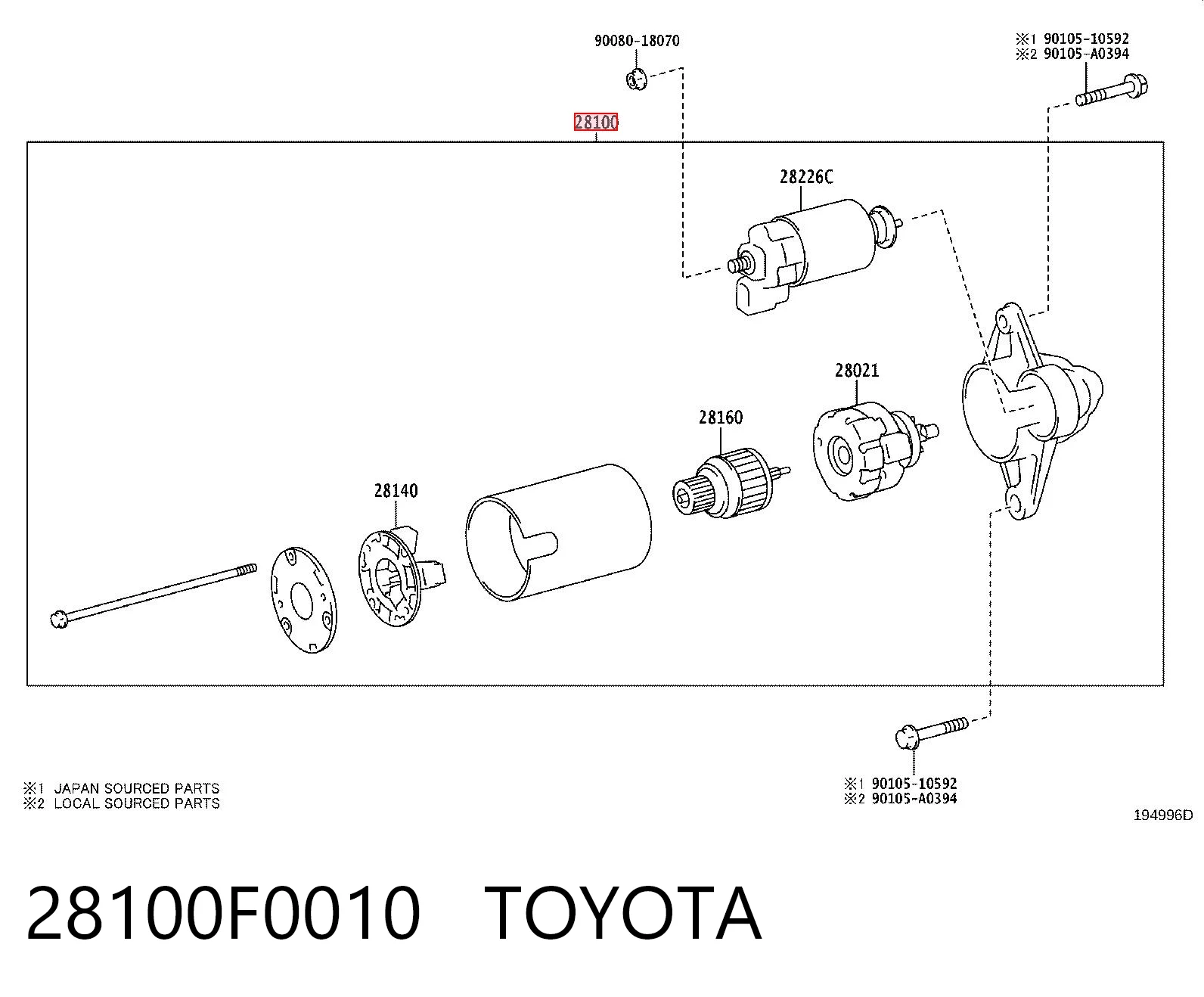28100F0010 Toyota Стартер двигуна
