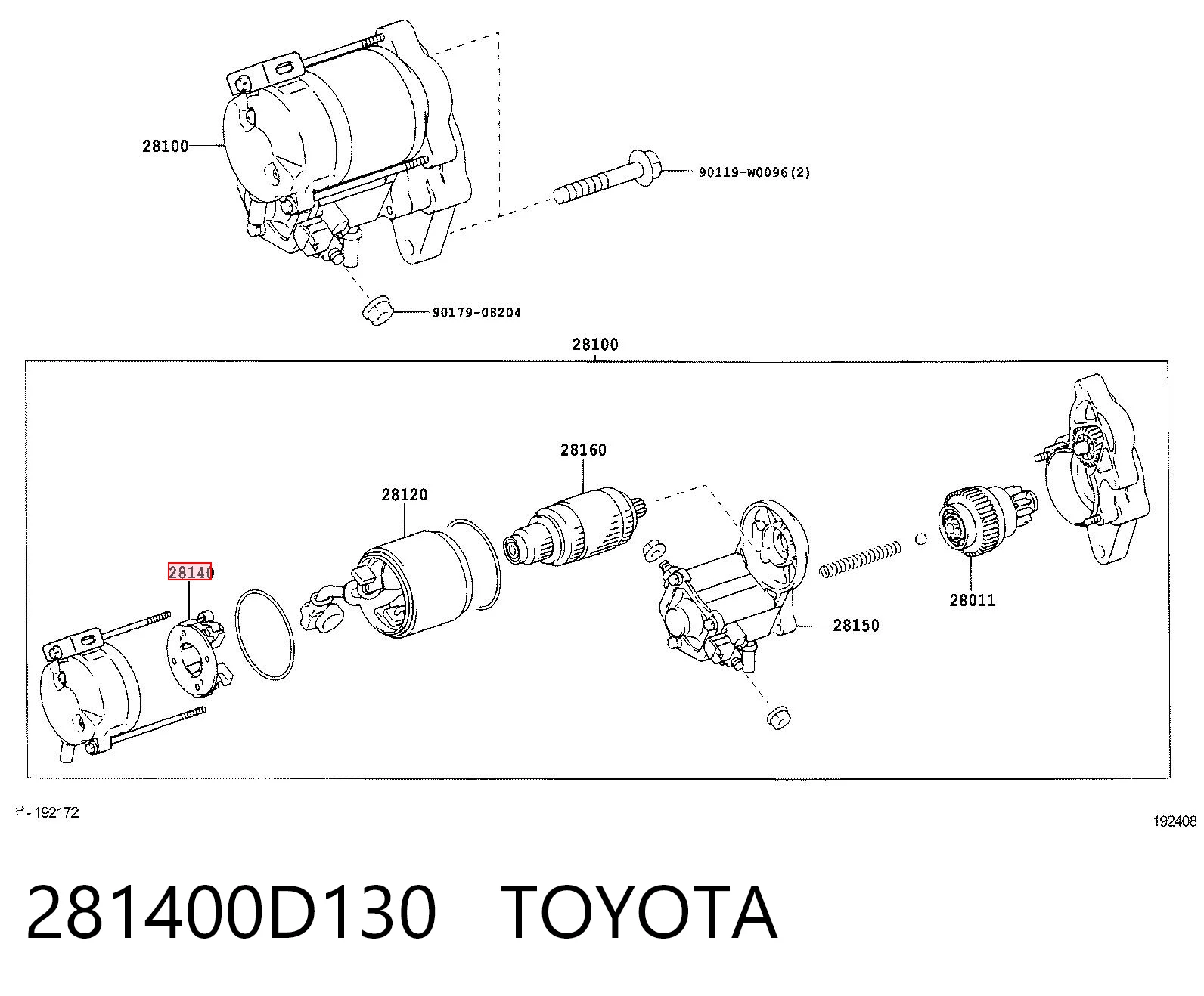 281400D130 Toyota Щеткодеpжатель стартера