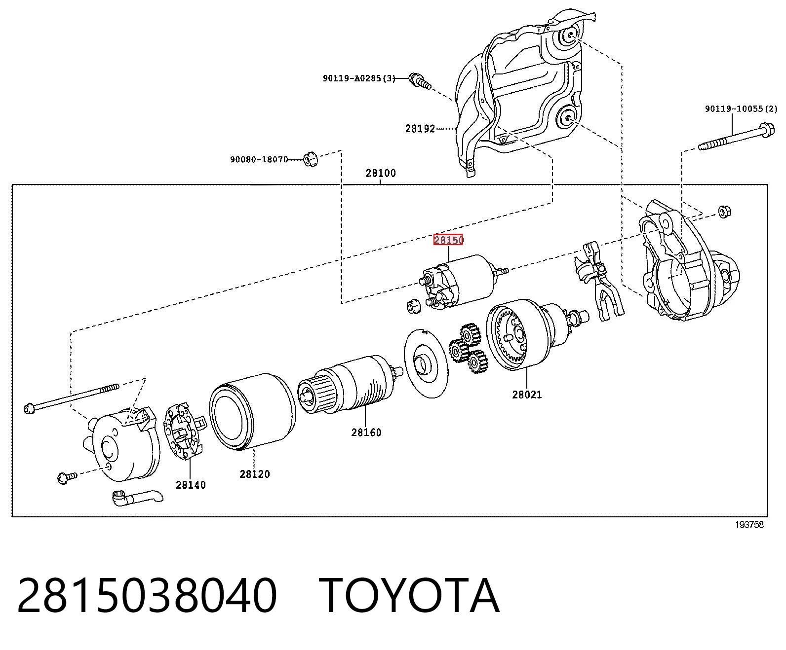 2815038040 Toyota Тягове реле стартера
