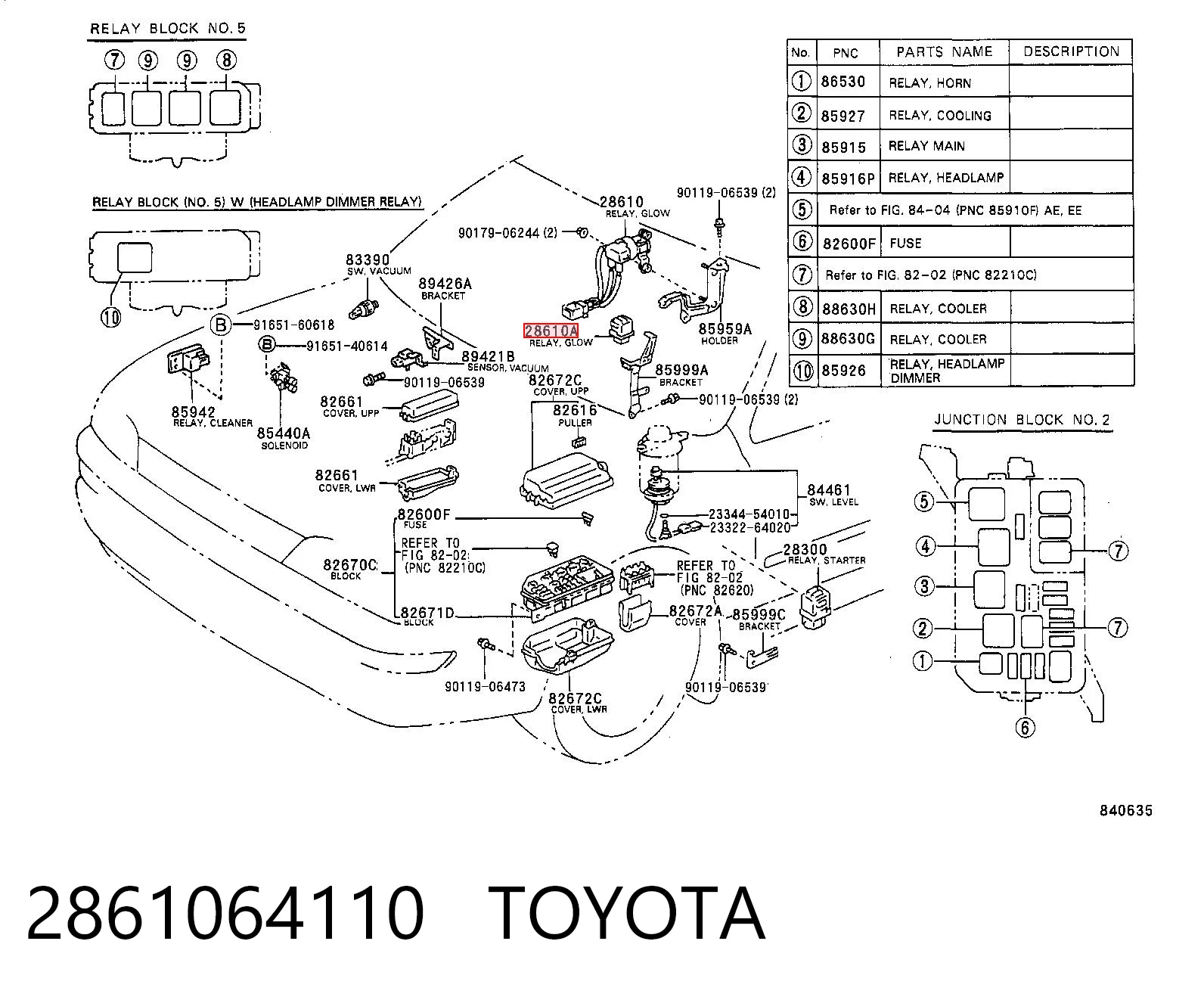 2861064110 Toyota Реле свічок накалу