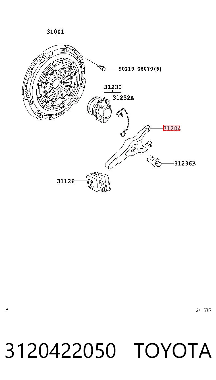 3120422050 Toyota Вилка зчеплення