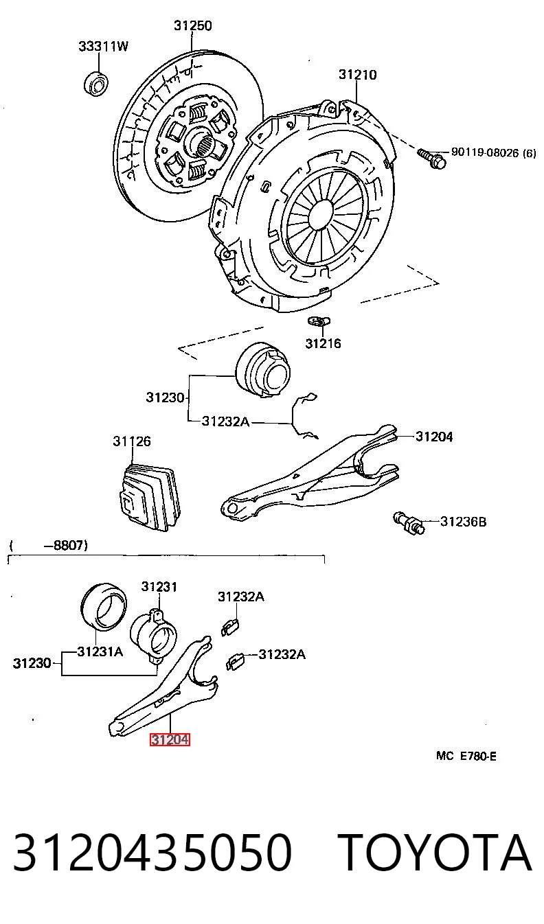 3120435050 Toyota Вилка зчеплення