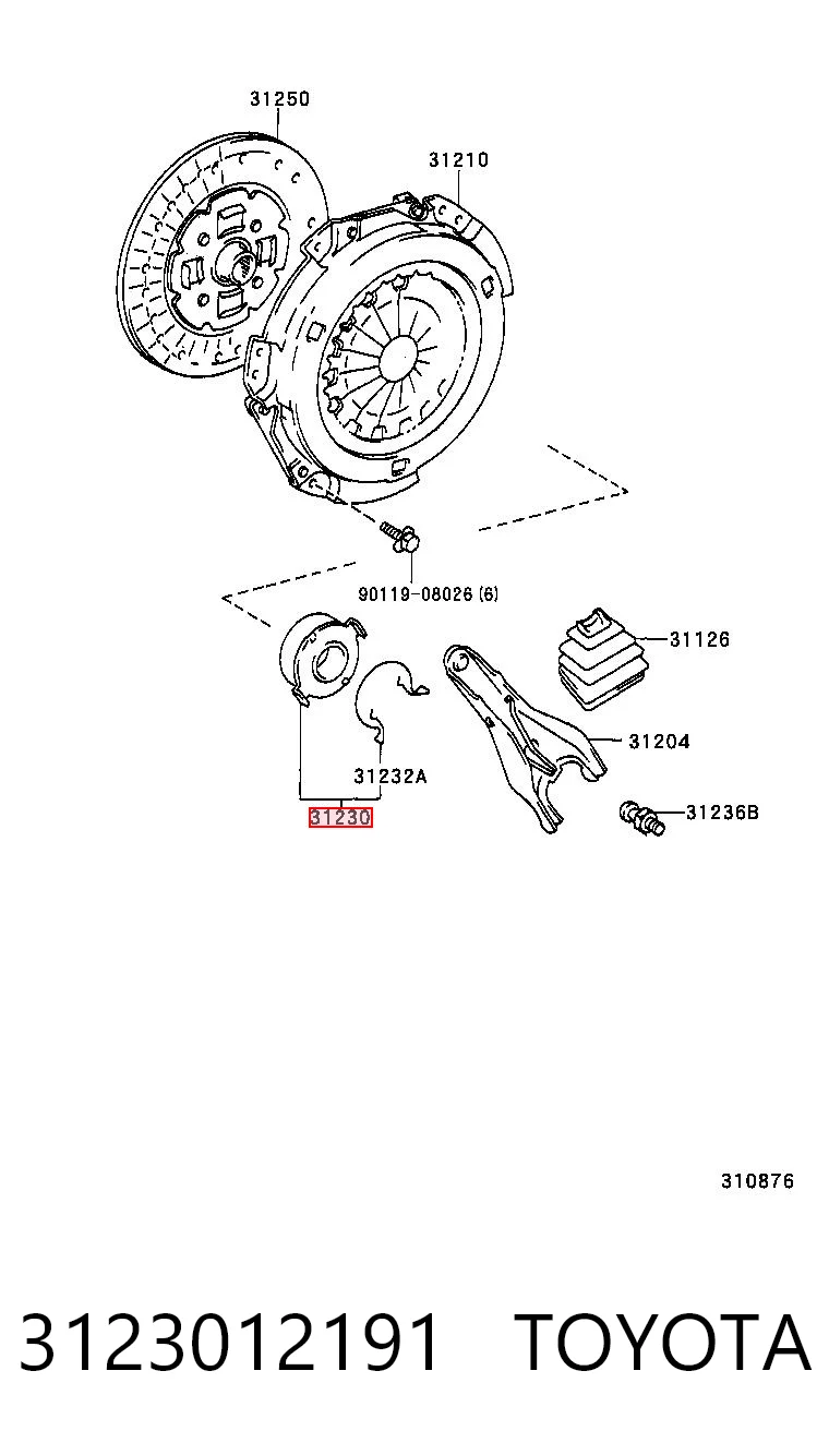 3123012191 Toyota Підшипник ковзання зчеплення