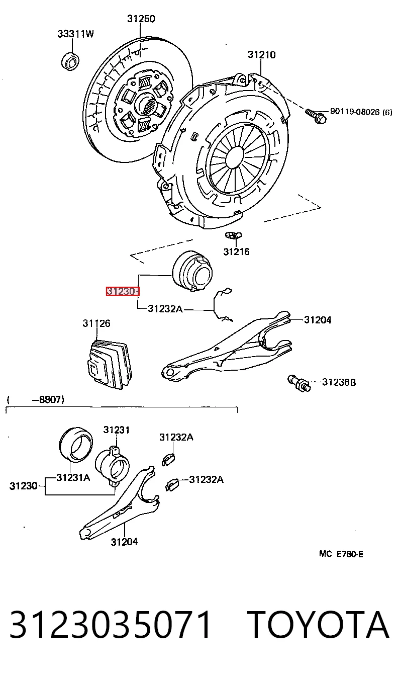 3123035071 Toyota Підшипник ковзання зчеплення