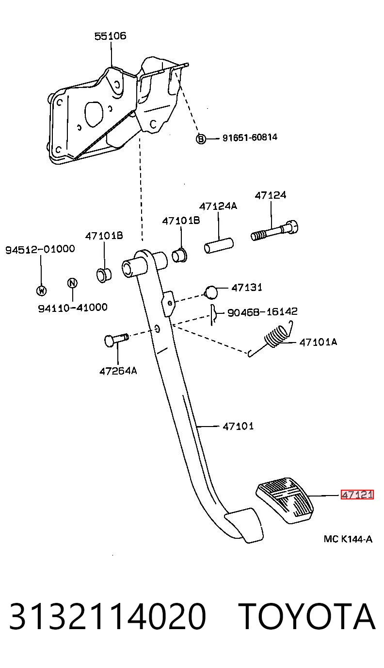 3132114020 Toyota Накладка педалі зчеплення