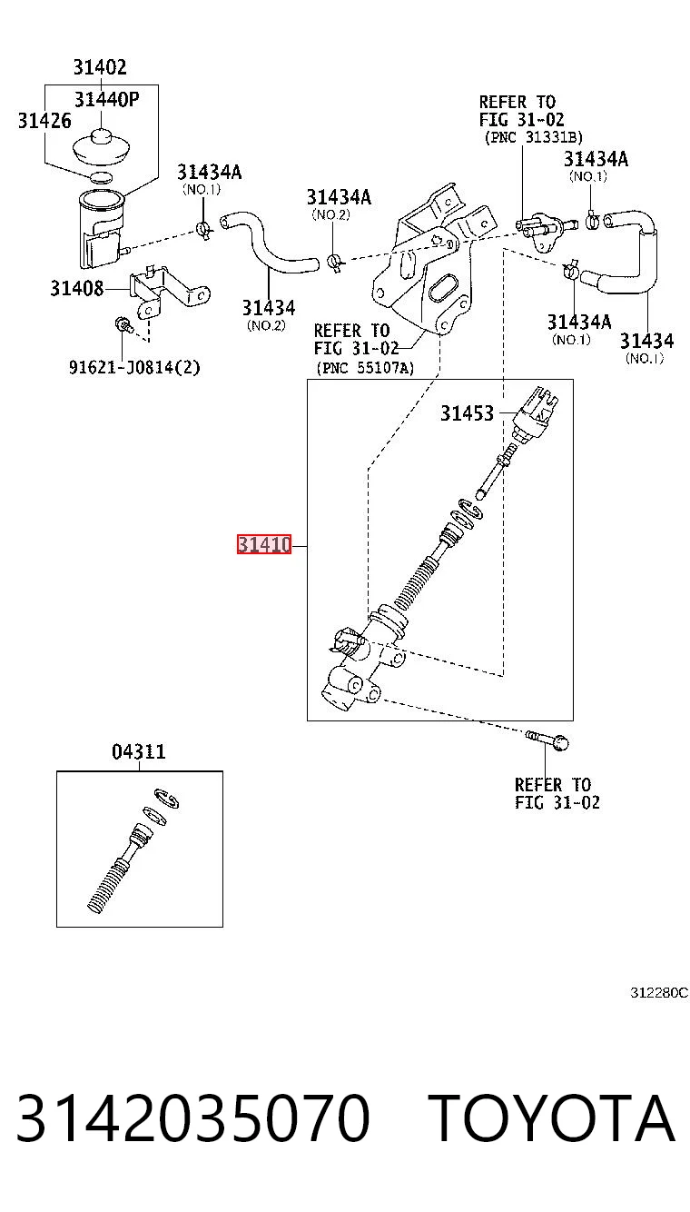3142035070 Toyota Циліндр зчеплення, головний